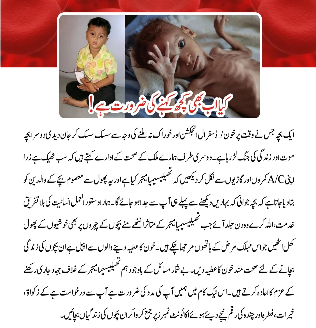 Charity and Zakat Appeal Poster - Thalassaemia Patients Welfare Society